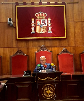 El presidente del TSJA, Jesús Chamorro González, durante la rueda de prensa 
